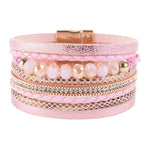 Multiline Leather Metallic Bracelet